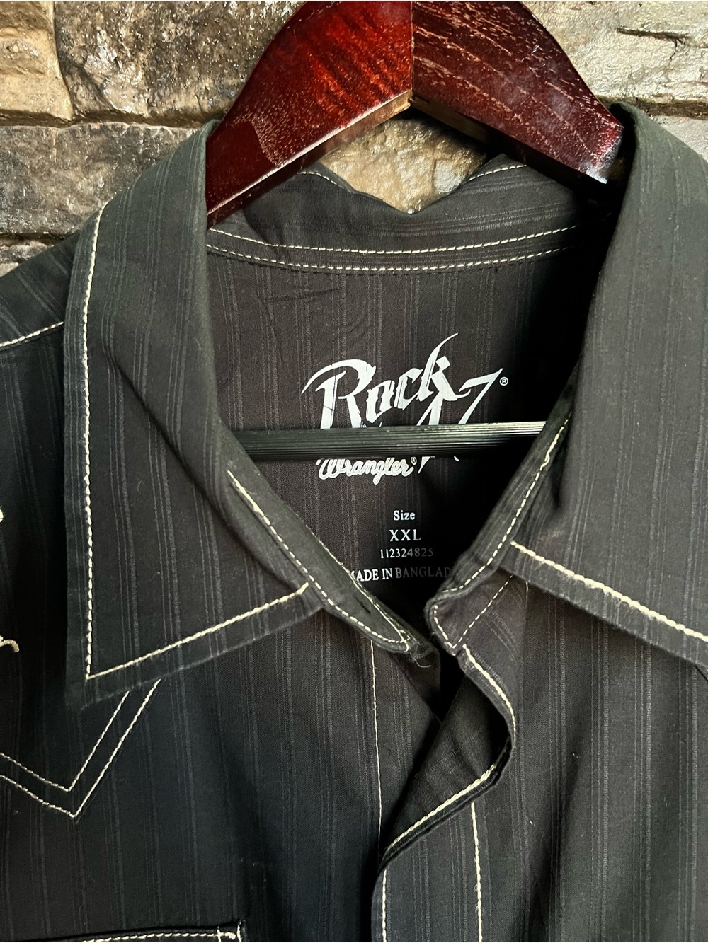 Wrangler Black Long-Sleeve Western Shirt with Cream Embroidery - Picture 7 of 16